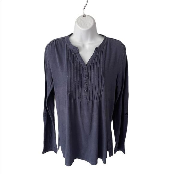 L.L. Bean Tops - L.L.Bean cotton collarless half button V-neck